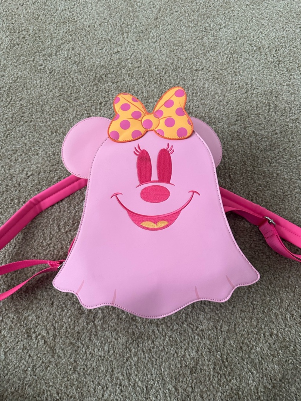 Loungefly Minnie Ghost Backpack with Yellow Polka Dot Bow